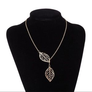 Double Leaf Delicate Gold Necklace